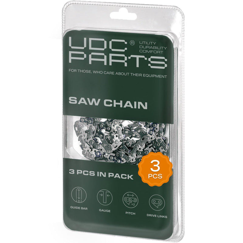  14-Inch Chainsaw Chain / S50 / 3 Pack / .050 Gauge 50 Drive Links 3/8 Pitch/Fits Stihl Remington McCulloch and More
