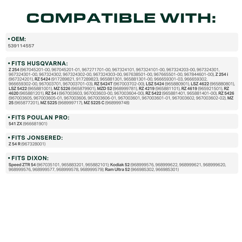  539114557 Deck Belt Replacement for Husqvarna Z254 RZ5424 RZ5426 Zero Turn Mower 539 11 45-57 Craftsman Poulan Lawn Mowers / Aramid Cord / 154.00 inches