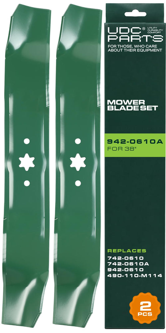 Yard-Machines Aftermarket Parts - 942-0610A Mulching Blades Replacement for Cub Cadet Yard Machines MTD Bolens Troy Bilt Huskee LT3800 Murray M115-38 38 Inch 742-0610 742-0610A 7420610 942-0610 GW-7420610 33020 / 2 Pack