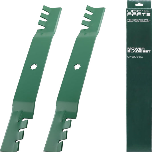 GY20850 Mower Blades Replacement for John Deere 42 inch D110 D130 D105 S100 E100 E120 E130 Z225 GX22151 AM141033 AM141031 AM141034 X305R D100 LA105 LA115 E110 / Gator Mulching Blades 2 Pack