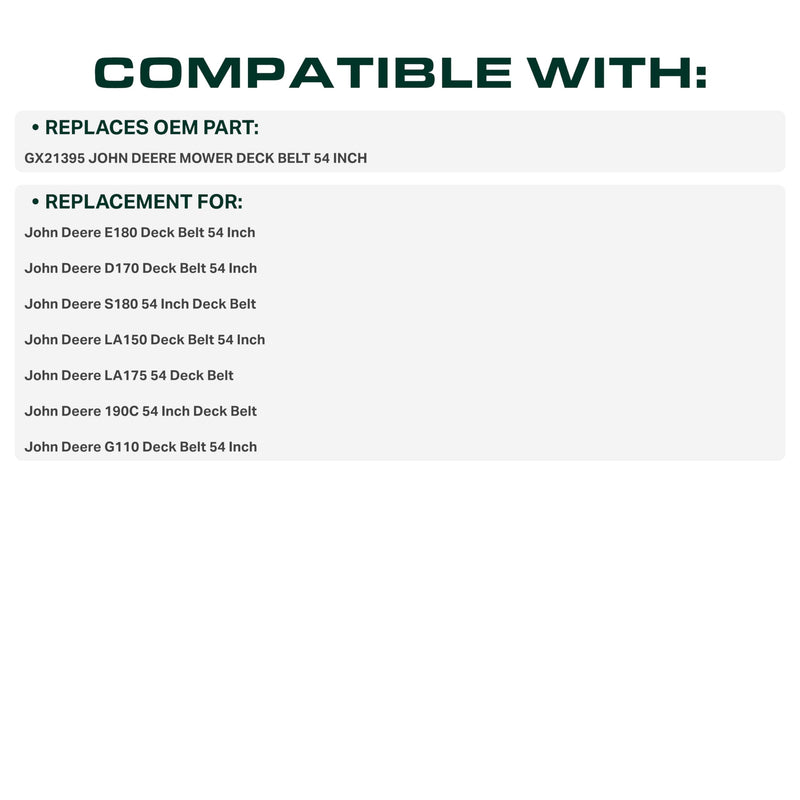  GX21395 Mower Deck Belt Replacement for John Deere D170, E180, LA175 & More | 54-in Deck | Aramid Cord