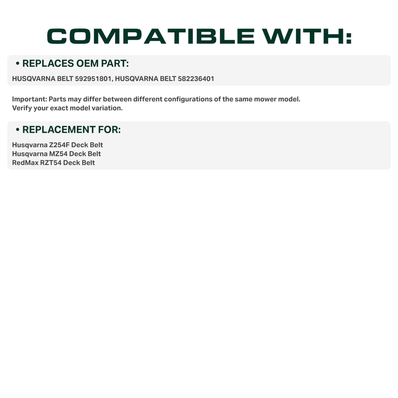  592951801, 582236401 Mower Deck Belt Replacement for Husqvarna & More | 54-in Deck | Aramid Cord