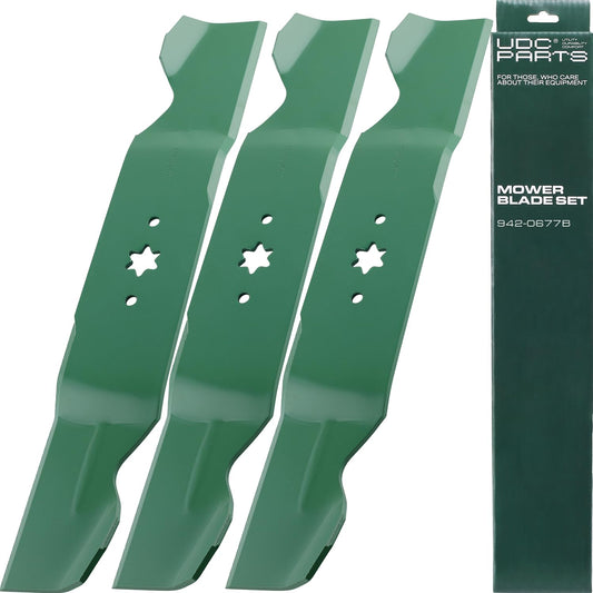 Aftermarket Craftsman Lawn Mower Parts - 942-0677B Mower Blades Replacement for Cub Cadet 54 Inch RZT54 GT1554 Troy Bilt Mustang 54" XP MTD Craftsman 742-0677 942-0677 742-0677B 742-0677A 942-0677A Z6600 GT1054 /3 Pack 6 Point Star