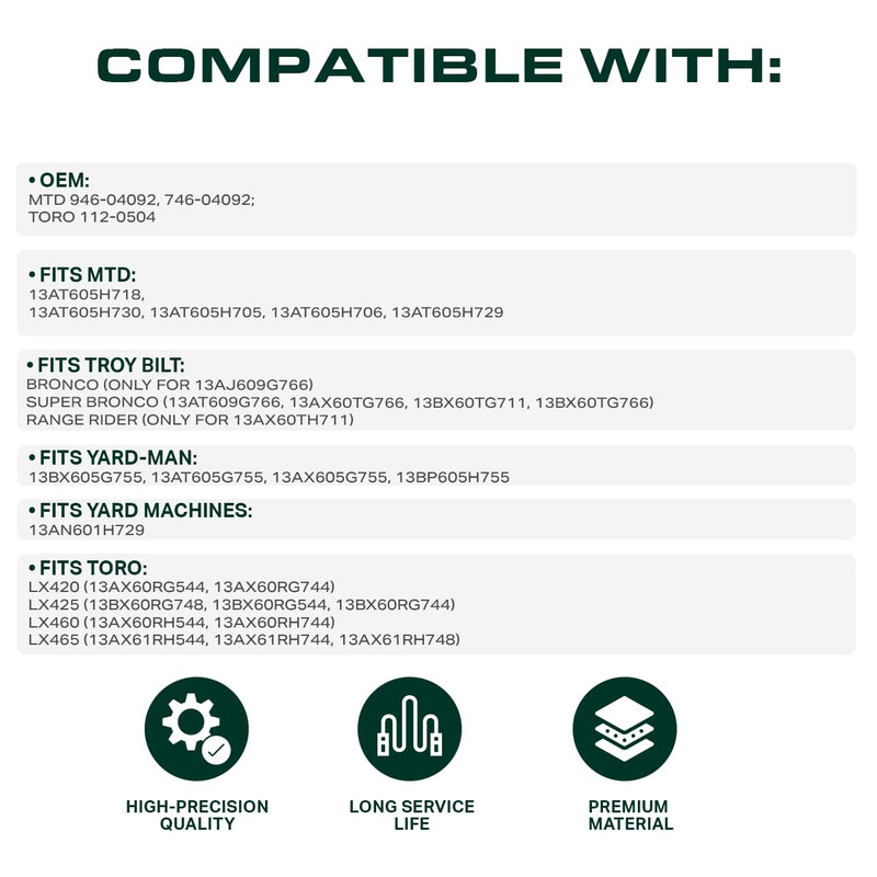  946-04092 Deck Engagement Cable Replacement for MTD Troy Bilt 746-04092 Toro 112-0504 PTO Clutch Cable LX420 LX425 LX460 LX465 Lawn Mowers
