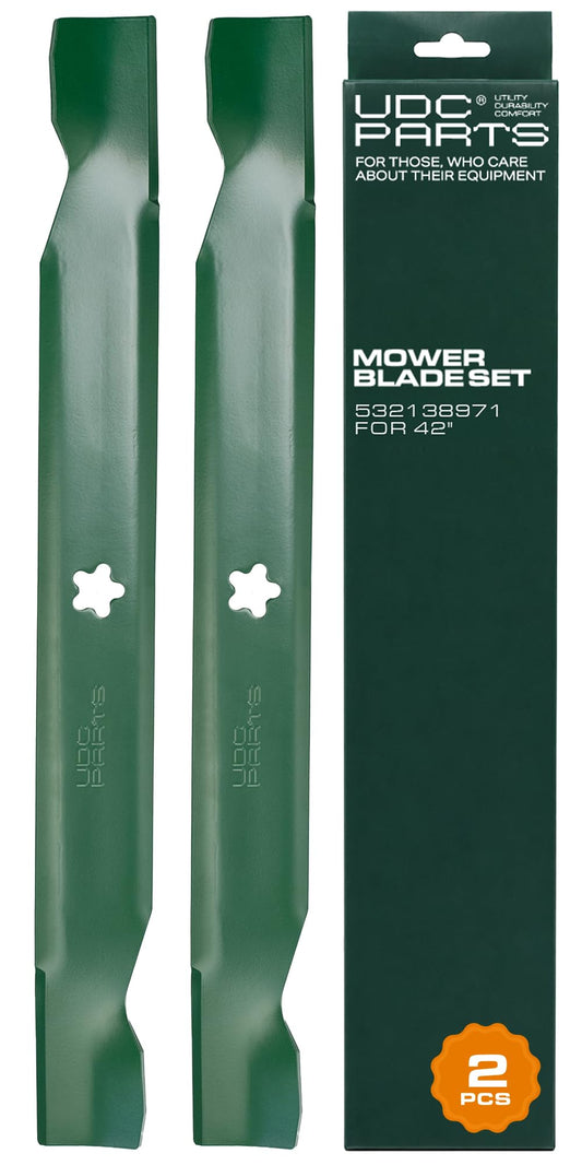 OEM–Equivalent Poulan Mower Blades - 532138971 138971 42 Inch Mower Blades Replacement for Craftsman LT2000 YT3000 Husqvarna YTH22V42 YTH18542 YTA18542 YTH1542XP Poulan 532127843 138498 532138498 532134149 / High Lift 2 Pack