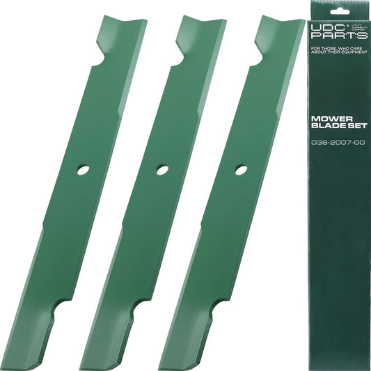 OEM–Equivalent Exmark Mower Blades - 60 Inch Mower Blades Replacement for Bad Boy Exmark Hustler Gravely Toro Dixie Chopper Ariens 038-2007-00 038-6050-00 038-6002-00 30227-60 30227-60V 103-0301-S / High Lift Mulching 3 Pack