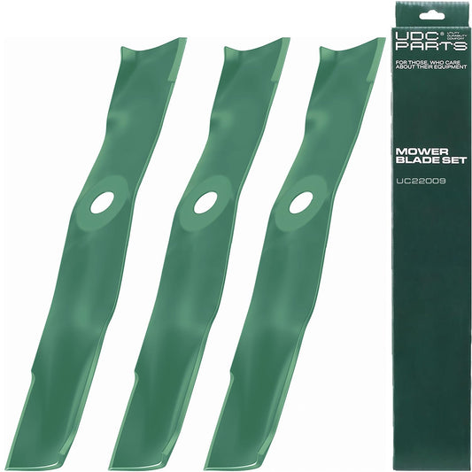 OEM–Equivalent John Deere Mower Blades - UDC Parts UC22009 Mower Blades Replacement for John Deere 48 Inch 325 335 345 M145476 M127500 M127673 X300 X304 X310 X500 X540 X570 X580 X584 GX255 GX325 GX335 Ztrak Zero‑Turn Z325E / 3 Pack High Lift