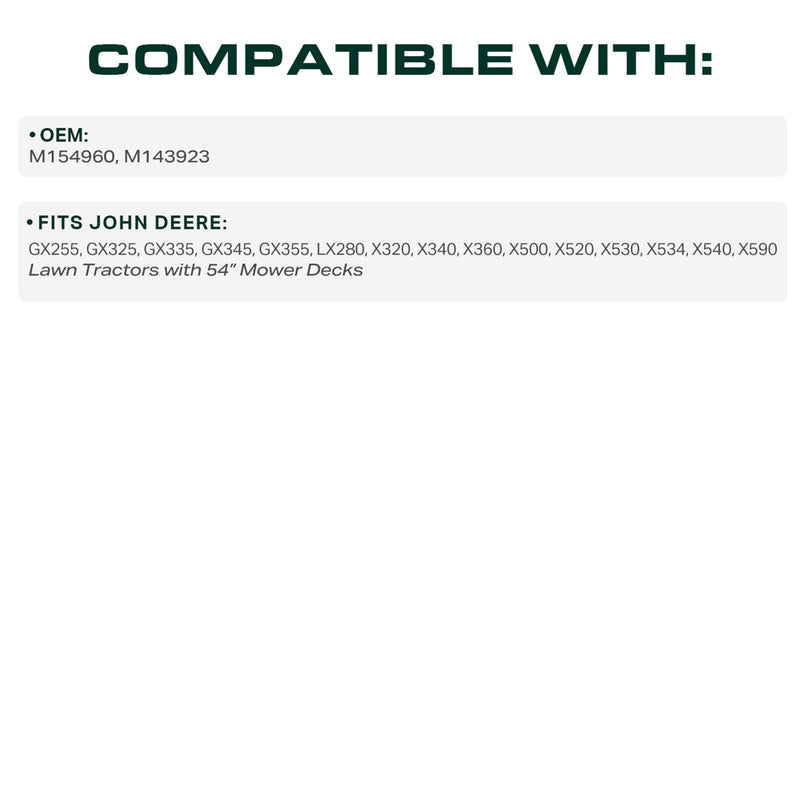  M154960 Mower Secondary Deck Belt Replacement for John Deere X320, X500 & More | 54-in Deck | Aramid Cord