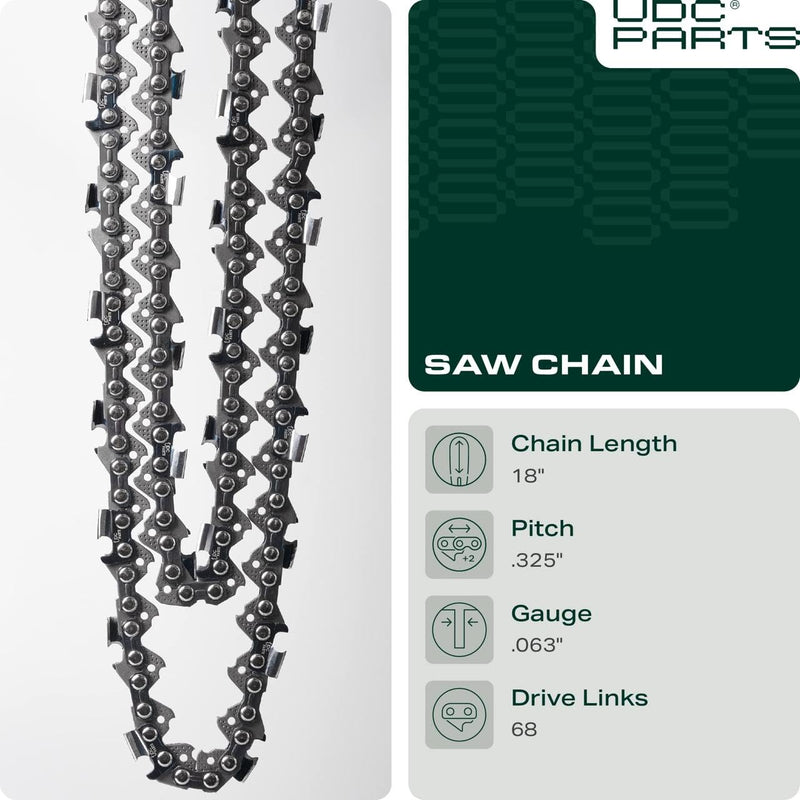  18-Inch Chainsaw Chain / L68 / .063 Gauge 68 Drive Links .325' Pitch/Low-Kickback and Low-Vibration/Fits Stihl - 1 Pack