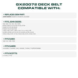  GX20072, UC32283 Mower Deck Belt Replacement for John Deere D130, D105, L100 & More | 42-in Deck | Aramid Cord