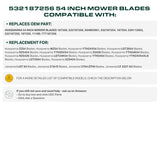  UDC Parts 532187256 Lawn Mower Blades for Husqvarna 54 Inch Z254 YTH2454 LGT2554 LGT2654 RZ5424 YTH24V54 YTH24K54 187256 187254 532187254 Craftsman Poulan / 3 Pack High Lift