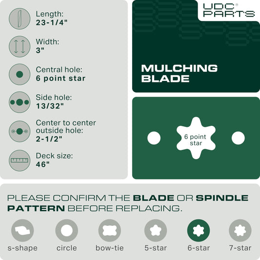  942-04244A Mower Blades Replacement for Cub Cadet 46 Inch XT1 LT46 LTX1045 LTX 1046 942-04290 942-04290A RZT L46 XT2 Craftsman T240 942-04244 Troy Bilt 742-04290/Mulching 6 Point Star 2 Pack