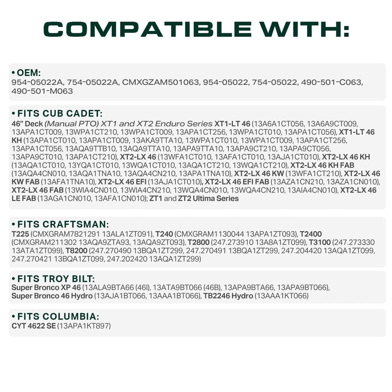  954-05022A Deck Belt Replacement for Cub Cadet, Craftsman, MTD, Troy Bilt 46-in Deck