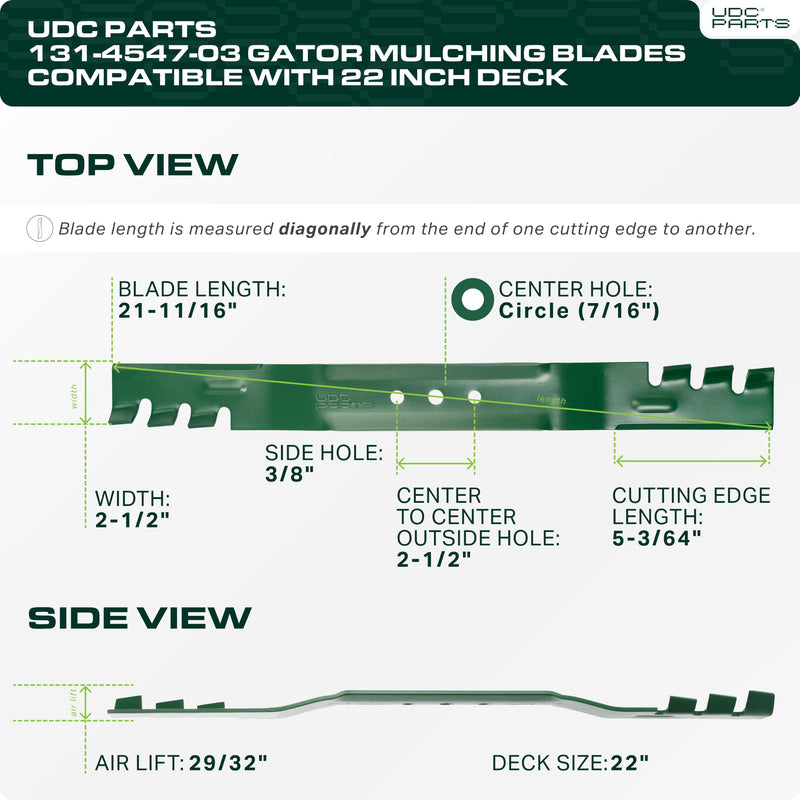 131-4547-03 Lawn Mower Blades Replacement for Toro Recycler 22 Inch 20339 20378 21465 108-9764-03 131-4547 104-8697-03 20334 20353 21442 108-9764-03P 131-4546-03 21378/ Gator Mulching 2 Pack