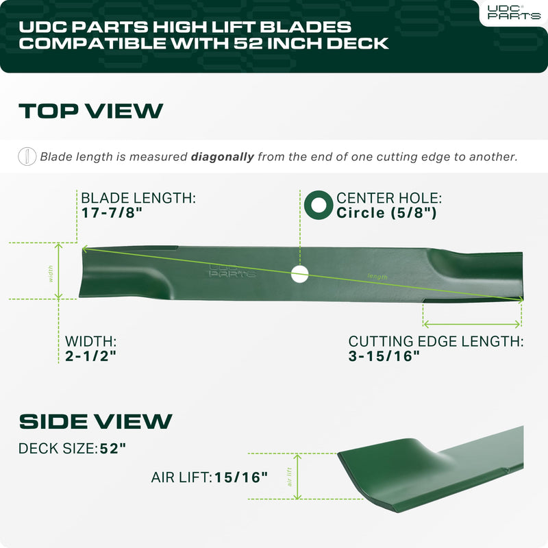 603995 Mower Blades Replacement for Hustler Raptor 52 Inch 795526 783753 30227-52X Mini Z FasTrak SD X-ONE Super S Sport Hustler Z 931899 935817 931949 927236 / High Lift Mulching 3 Pack