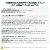  429636 Mower Deck Belt Replacement for Husqvarna YTH18542 | Craftsman YT3000, YS4500 & More | 42-in Deck | Aramid Cord