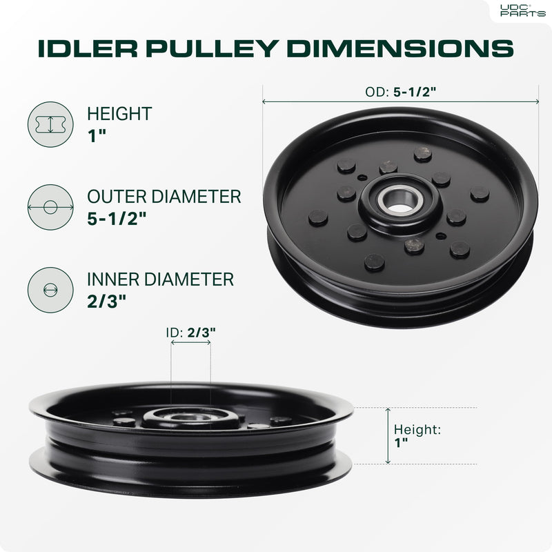  AM121602 Idler Pulley / 48 inch Deck / Replacement for John Deere AM106627 AUC16698 LT133 LT160 F725 X320 GT235 LT155 GT225 Scotts Z445 Z425