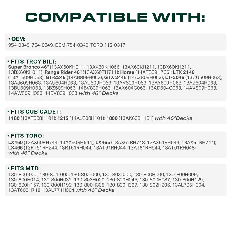  954-0349 Deck Belt Replacement for Cub Cadet, Troy Bilt, MTD, Toro 46-in Deck | Fits 754-0349