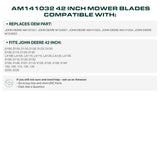  AM137327 Side Discharge Mower Blades Replacement for John Deere 42 Inch M154061 AM141032 EZtrak Z235 Z225 / 2 Pack High lift
