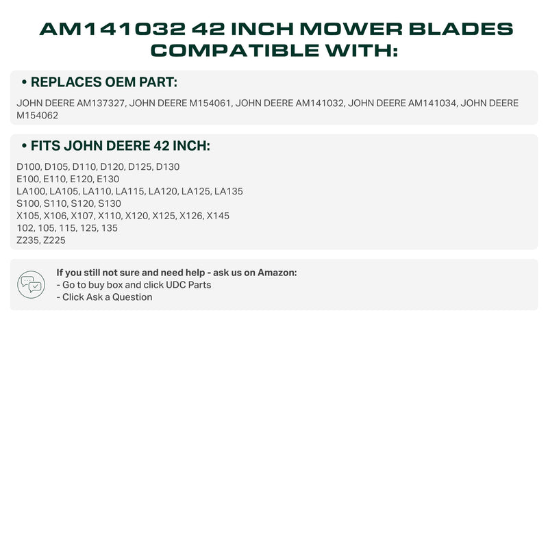AM137327 Side Discharge Mower Blades Replacement for John Deere 42 Inch M154061 AM141032 EZtrak Z235 Z225 / 2 Pack High lift