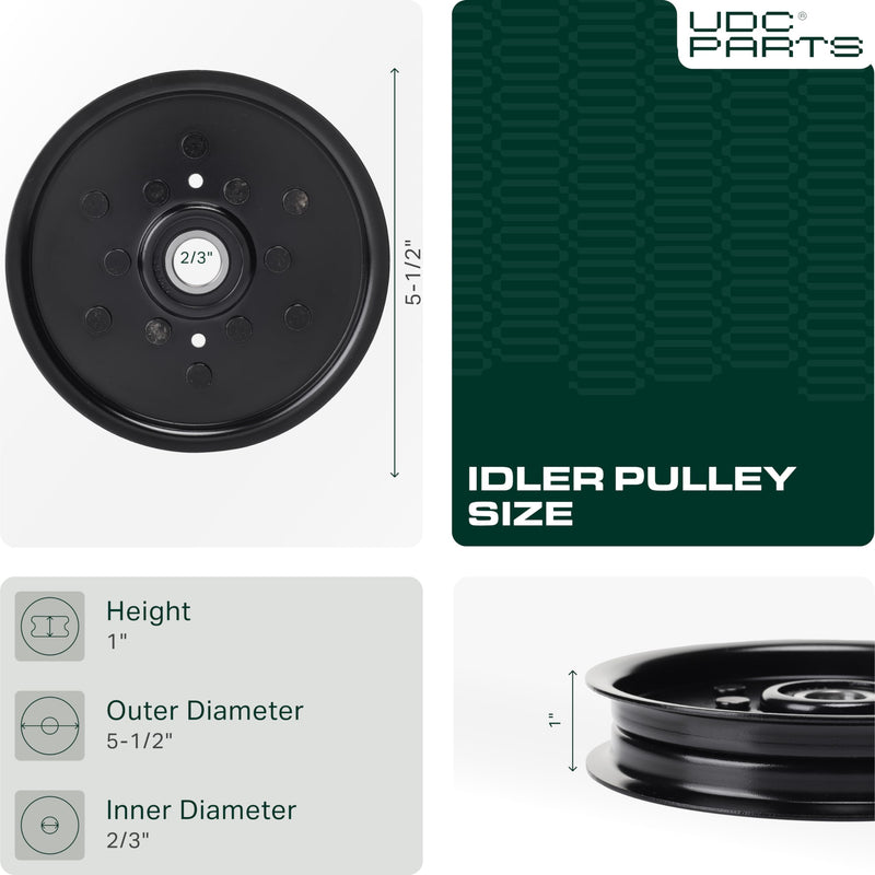  AM121602 Idler Pulley / 48 inch Deck / Replacement for John Deere AM106627 AUC16698 LT133 LT160 F725 X320 GT235 LT155 GT225 Scotts Z445 Z425