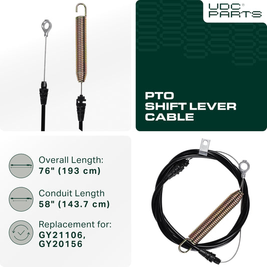 Clutch Cable - GY21106 PTO Shift Lever Cable Replacement for John Deere LA100 LA105 LA110 LA115 LA120 LA125 LA135 L100 L105 L107 L108 L110 L111 L118 L120 X110 X120 102 105 GY20156 Sabre Sabo Lawn Tractor