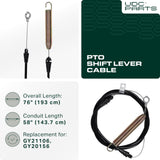  GY21106 PTO Shift Lever Cable Replacement for John Deere LA100 LA105 LA110 LA115 LA120 LA125 LA135 L100 L105 L107 L108 L110 L111 L118 L120 X110 X120 102 105 GY20156 Sabre Sabo Lawn Tractor