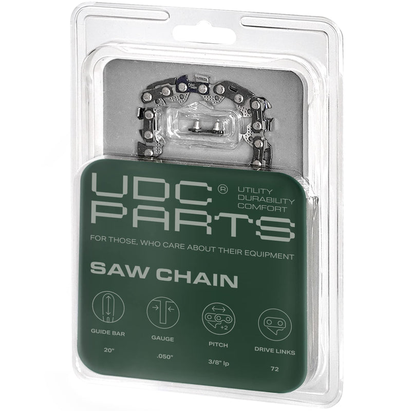  20 Inch Chainsaw Chain / .050 Gauge 72 Drive Links 3/8 Pitch/Low-Vibration and Low-Kickback/Fits Stihl Husqvarna Poulan Makita - 1 Pack