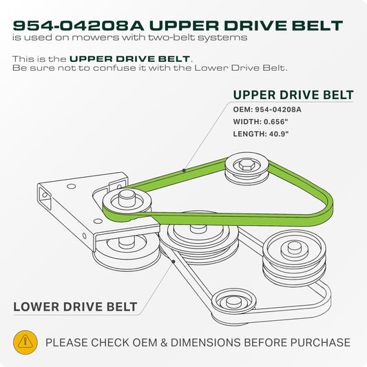 Products - 954-04208A, 954-04208 Mower Drive Belt Replacement for Craftsman LT2000 | Troy-Bilt Bronco & More | Aramid Cord