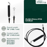  GY21641 Push Pull PTO Control Cable Replacement for John Deere GY21287 D100 D105 D110 D120 D125 D130 X105 X125 X145 107S GY22387 S100 S120 Lawn Tractors