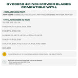  GY20850 Mower Blades Replacement for John Deere 42 inch D110 D130 D105 S100 E100 E120 E130 Z225 GX22151 AM141033 AM141031 AM141034 X305R D100 LA105 LA115 E110 / Gator Mulching Blades 2 Pack