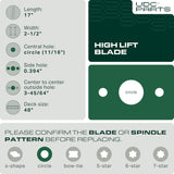  UDC Parts GX20250 Mower Blades Replacement for John Deere 48 Inch GY20568 GX20819 L120 L130 Scotts L2048 L2548 / 3 Pack High Lift