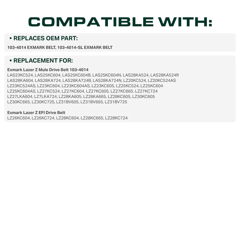  103-4014, 103-4014-SL Mower Drive Belt Replacement for Exmark LZ25KC604 & More | Aramid Cord