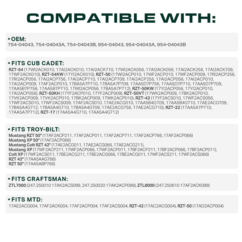 954-04043B Drive Belt Replacement for Cub Cadet RZT 50 RZT42 RZT54 754-04043 954-04043A Troy Bilt Mustang XP Colt XP MTD 754-04043B 954-04043 754-04043A / Aramid Cord / 57.30 inches