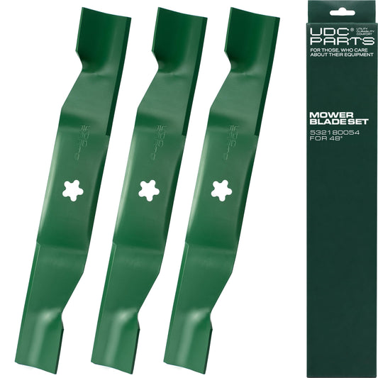 OEM–Equivalent Poulan Mower Blades - UDC Parts 532180054 Lawn Mower Blades for Husqvarna 48 Inch YTH24V48 YTH2348 YTH24K48 YTA24V48 180054 173920 532173920 Craftsman Poulan / High Lift Mulching Blades