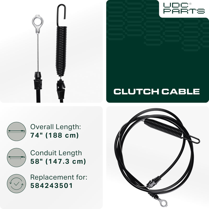 UDC Parts 584243501 Clutch Cable for 58 inch Husqvarna Craftsman Poulan Ariens LTH152 TS142 YTA 22V46 YTH 18K46 YTH 18542 YTH 2146 PO15542LT