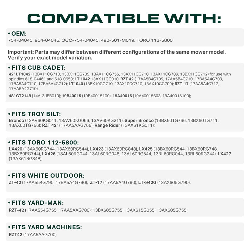  954-04045 Deck Belt Replacement for Cub Cadet, Toro, Troy Bilt, MTD 42-in Deck | Fits 754-04045