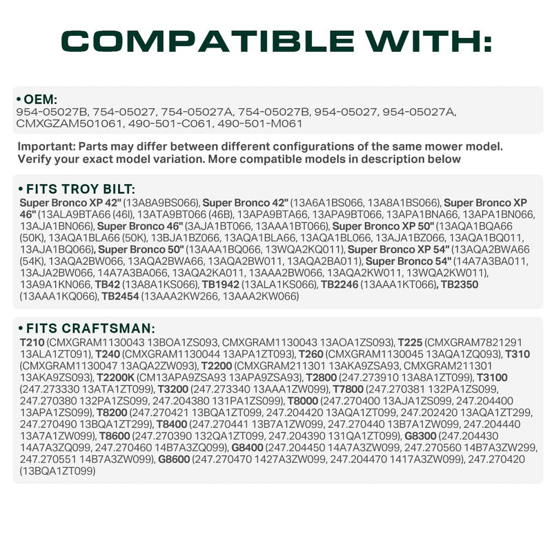  954-05027B, 954-05027A Mower Drive Belt Replacement for Craftsman T2200, T240 | Troy-Bilt TB42 & More | Aramid Cord