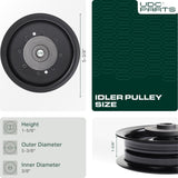  196104 Idler Pulley / 48 54 inch deck / Replacement for Husqvarna 532196104 197380 532197380 TS342 TS343 TS348 TS352 YT42DXLS