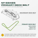 M169485, UC39236 Mower Deck Belt Replacement for John Deere X330, X350, X380 & More | Aramid Cord