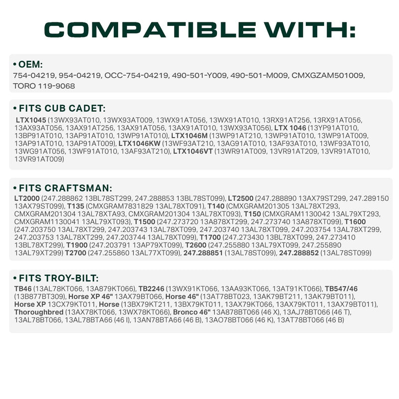  954-04219 Mower Deck Belt Replacement for Cub Cadet 46 Inch LTX 1045 LTX 1046 Troy Bilt Horse XP Bronco Craftsman T1600 T140 754-04219 CMXGZAM501009 OCC-754-04219 /Aramid Cord /103.4 inches