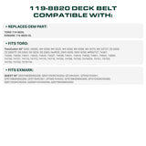  119-8820 Mower Deck Belt Replacement for Toro 75750, SS5000 & More | 50-in Deck | Aramid Cord