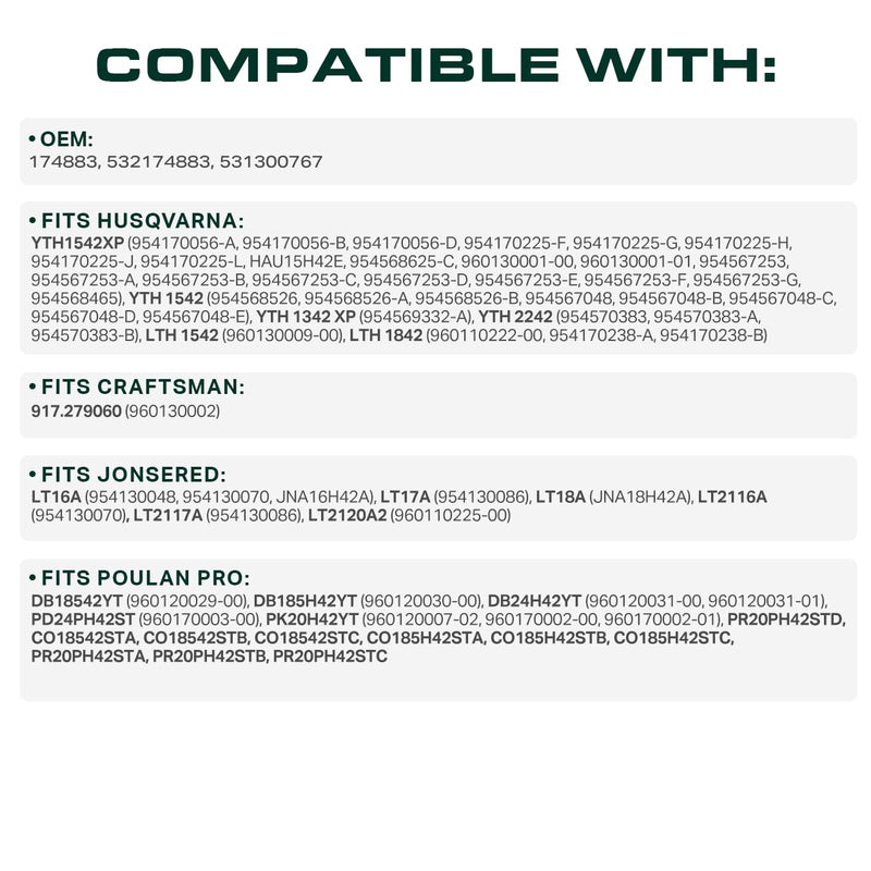  174883 532174883 Mower Deck Belt Replacement for Craftsman 42 Inch Husqvarna YTH1542XP YTH1542 531300767 Poulan Jonsered / Aramid Cord / 97.40 inches