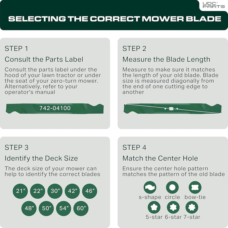  UDC Parts UC22009 Mower Blades Replacement for John Deere 48 Inch 325 335 345 M145476 M127500 M127673 X300 X304 X310 X500 X540 X570 X580 X584 GX255 GX325 GX335 Ztrak Zero‑Turn Z325E / 3 Pack High Lift