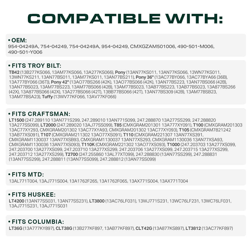 954-04249 Mower Drive Belt Replacement for Craftsman LT2000 | Troy-Bilt Pony, Huskee LT4200 & More | Aramid Cord