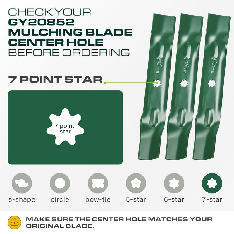 GY20852 Mower Blades 48 Inch Replacement for John Deere D140 E140 S140 Z355E GX21784 GX21786 S170 E170 LA130 LA145 D160 S160 E160 E150 GX21785 AM137757 AM141035 / High Lift Mulching 3 Pack