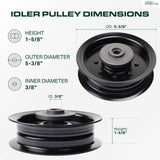  196104 Idler Pulley / 48 54 inch deck / Replacement for Husqvarna 532196104 197380 532197380 TS342 TS343 TS348 TS352 YT42DXLS