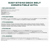  532197242, 593773401 Mower Deck Belt Replacement for Husqvarna YTH24V48, YTH24K48, YTA24V48 & More | 48-in Deck | Aramid Cord