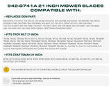  942-0741A Mower Blades 21 Inch Replacement for Troy Bilt TB130 TB240 TB160 TB115 TB230 Craftsman M230 M250 Cub Cadet Yard Machines 742-0741 742-0741A 942-0741 CMXGZAM100067 / Mulching 2 Pack