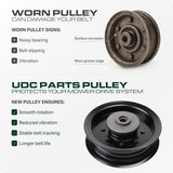  196104 Idler Pulley / 48 54 inch deck / Replacement for Husqvarna 532196104 197380 532197380 TS342 TS343 TS348 TS352 YT42DXLS